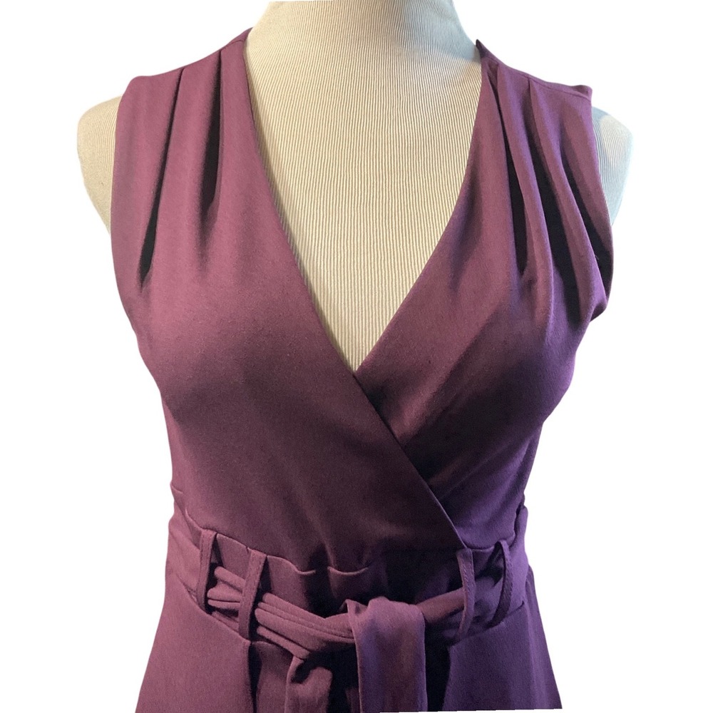 Shelby & Palmer Jumpsuit Women 8 Purple Sleeveless Wide Leg Tie Waist Overlay